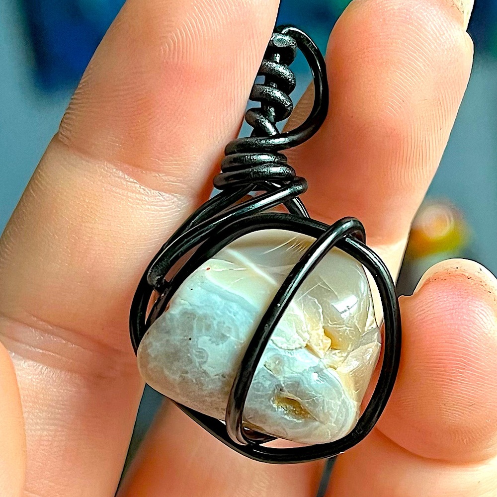 Handmade Stone Wire Wrapped Pendant